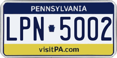 PA license plate LPN5002