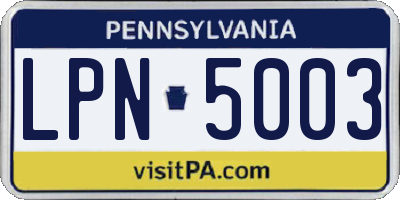 PA license plate LPN5003