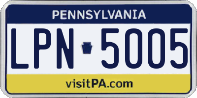 PA license plate LPN5005