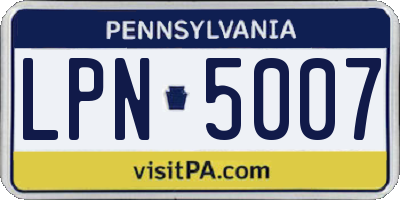 PA license plate LPN5007