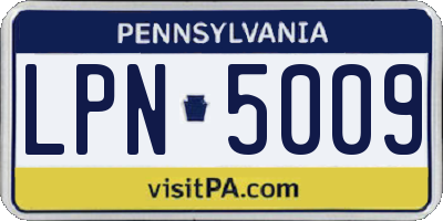 PA license plate LPN5009