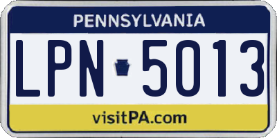 PA license plate LPN5013