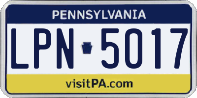 PA license plate LPN5017