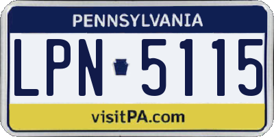 PA license plate LPN5115