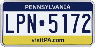 PA license plate LPN5172