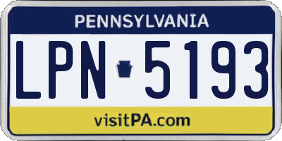 PA license plate LPN5193