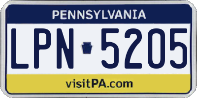 PA license plate LPN5205