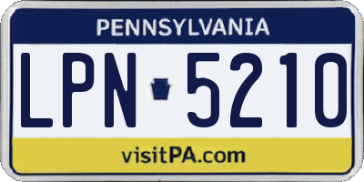 PA license plate LPN5210