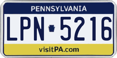 PA license plate LPN5216