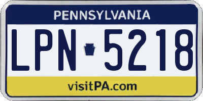 PA license plate LPN5218
