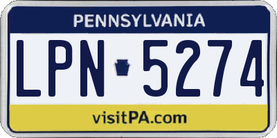 PA license plate LPN5274