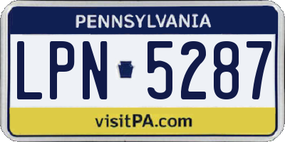 PA license plate LPN5287