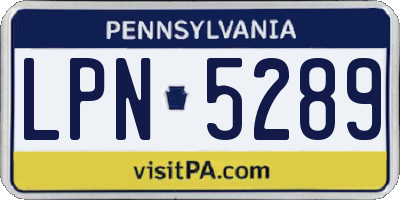 PA license plate LPN5289