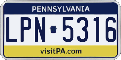 PA license plate LPN5316