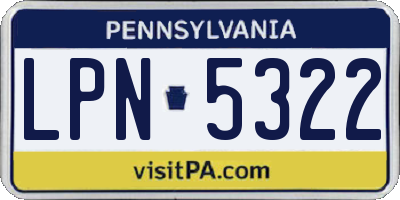 PA license plate LPN5322