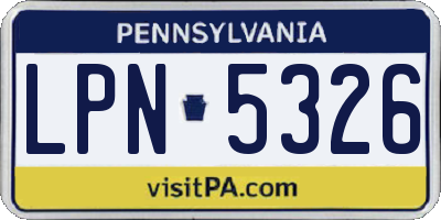 PA license plate LPN5326