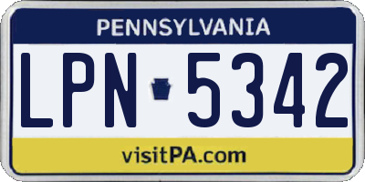 PA license plate LPN5342