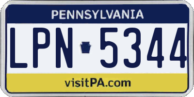 PA license plate LPN5344