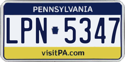 PA license plate LPN5347