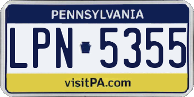 PA license plate LPN5355