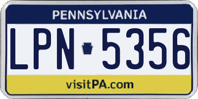 PA license plate LPN5356
