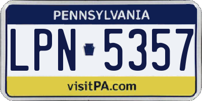 PA license plate LPN5357