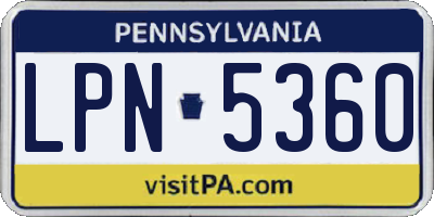 PA license plate LPN5360