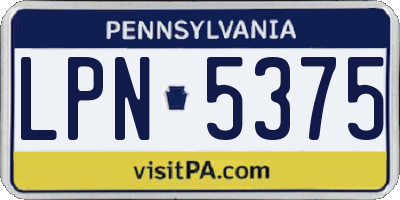 PA license plate LPN5375