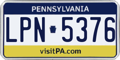 PA license plate LPN5376