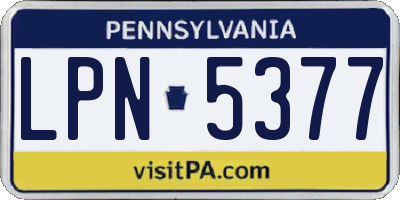 PA license plate LPN5377