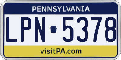 PA license plate LPN5378