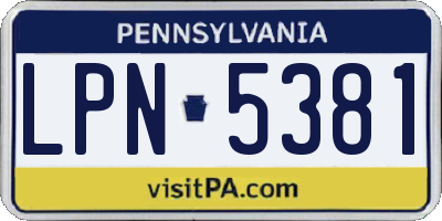 PA license plate LPN5381