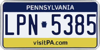 PA license plate LPN5385