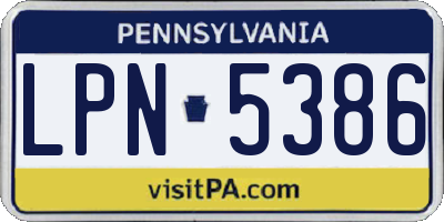 PA license plate LPN5386
