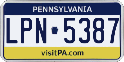 PA license plate LPN5387