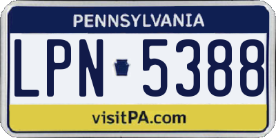 PA license plate LPN5388