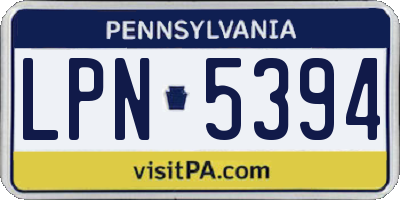 PA license plate LPN5394