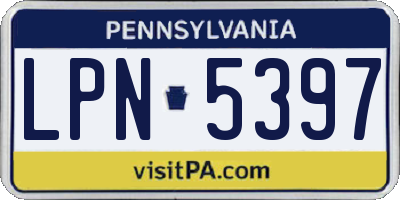 PA license plate LPN5397