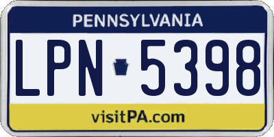 PA license plate LPN5398