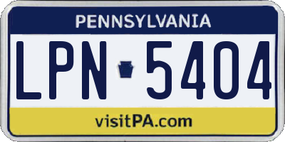 PA license plate LPN5404
