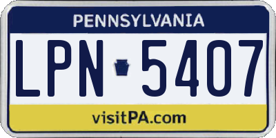 PA license plate LPN5407