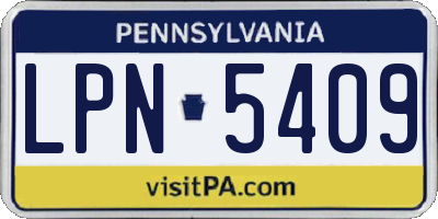 PA license plate LPN5409