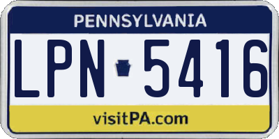 PA license plate LPN5416