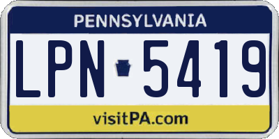 PA license plate LPN5419