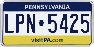 PA license plate LPN5425