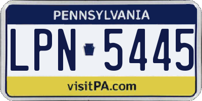 PA license plate LPN5445