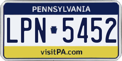 PA license plate LPN5452