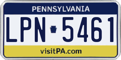 PA license plate LPN5461