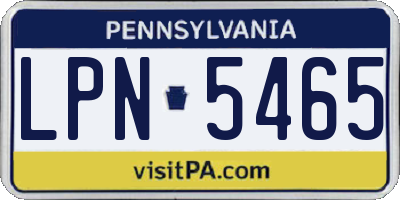 PA license plate LPN5465