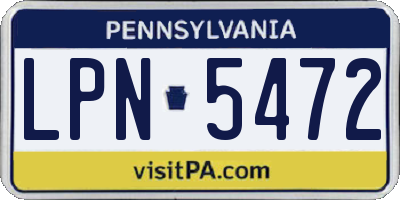 PA license plate LPN5472